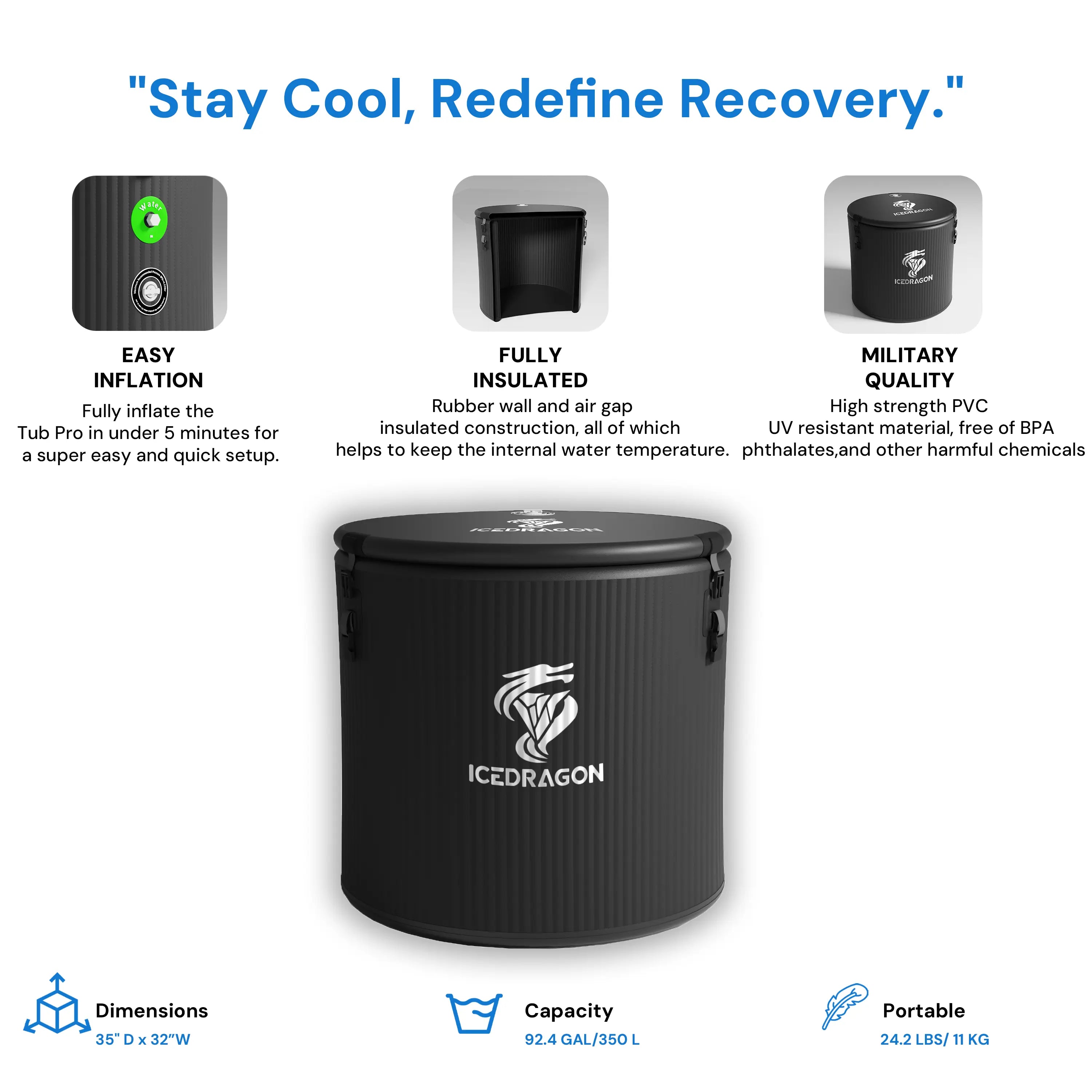 Icedragon Pod Pro Ice Bath with 1HP Smart Water Chiller