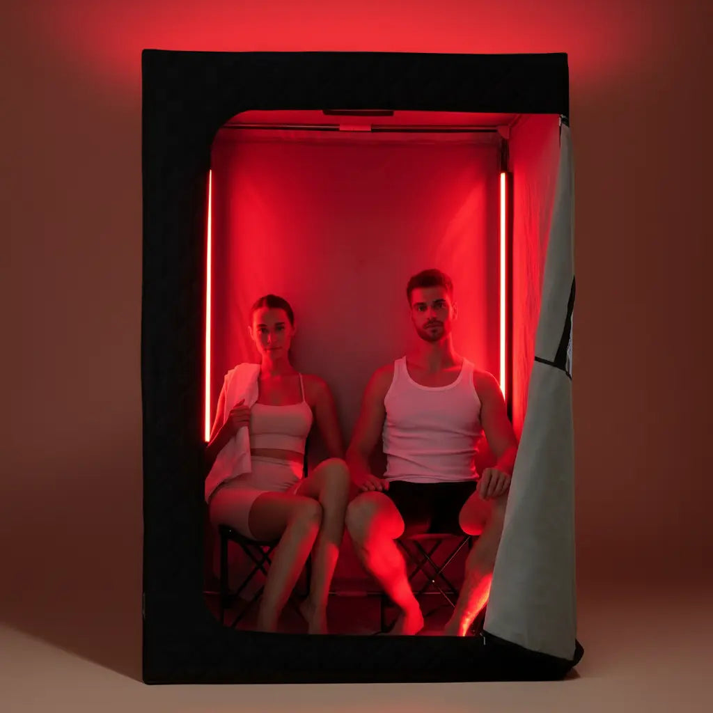 Two Person Steam Sauna with Two Red Light Panels