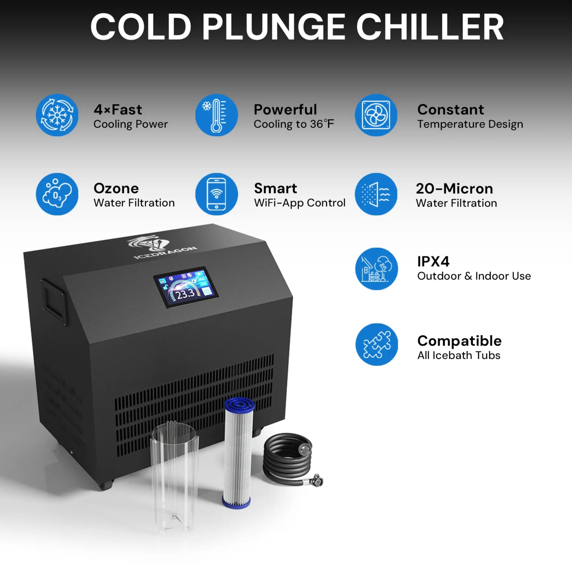 Icedragon Pod Pro Ice Bath with 1HP Smart Water Chiller