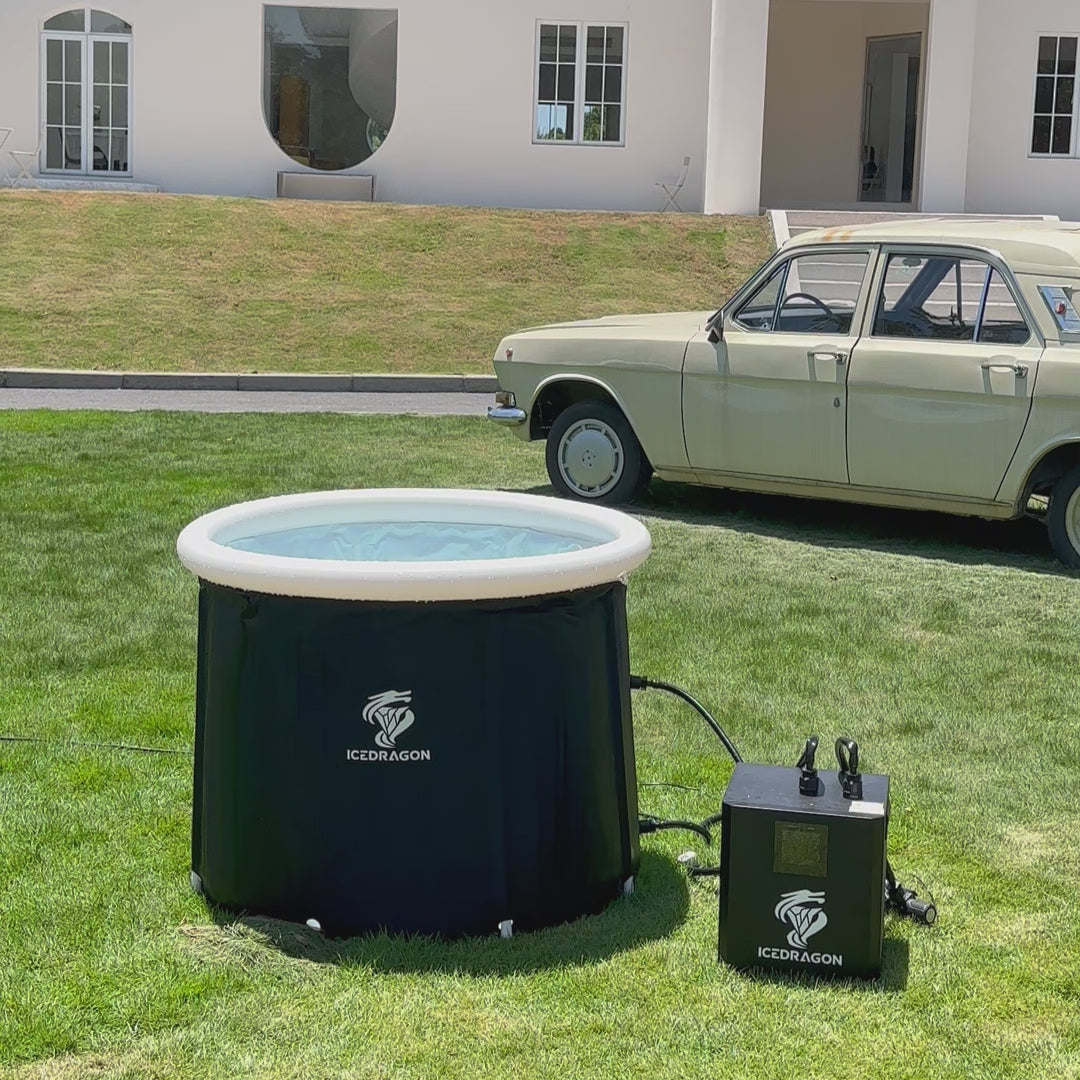 Load video: Icedragon Pod Ice Bath with 1/3 HP Smart Water Chiller